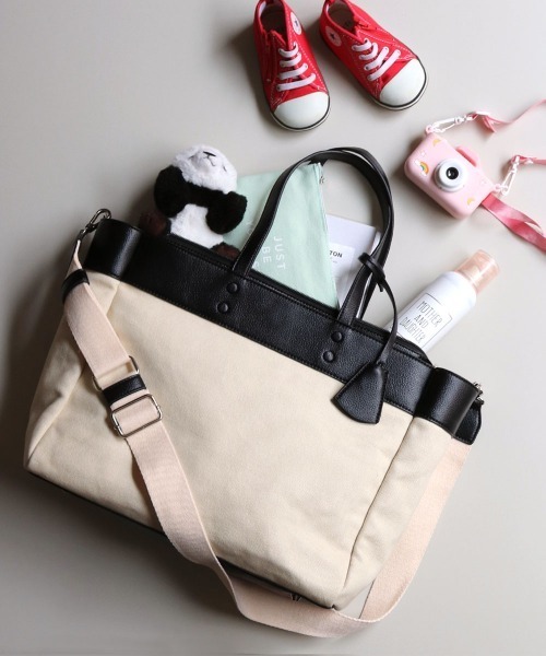 MIAN （ミアン）の「キャンバス2wayビッグトートバッグ（トートバッグ・レディース・ブラック/グリーン/ブラウン・FREE）」の5枚目の写真