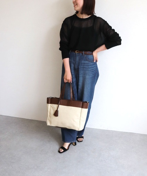 MIAN （ミアン）の「キャンバス2wayビッグトートバッグ（トートバッグ・レディース・ブラック/グリーン/ブラウン・FREE）」の10枚目の写真