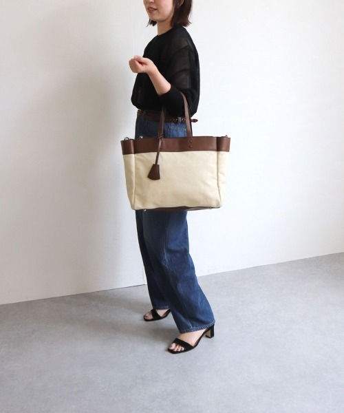 MIAN （ミアン）の「キャンバス2wayビッグトートバッグ（トートバッグ・レディース・ブラック/グリーン/ブラウン・FREE）」の11枚目の写真