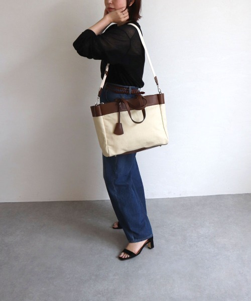 MIAN （ミアン）の「キャンバス2wayビッグトートバッグ（トートバッグ・レディース・ブラック/グリーン/ブラウン・FREE）」の12枚目の写真