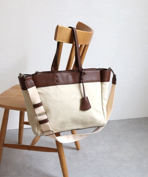 MIAN （ミアン）の「キャンバス2wayビッグトートバッグ（トートバッグ・レディース・ブラック/グリーン/ブラウン・FREE）」の13枚目の写真