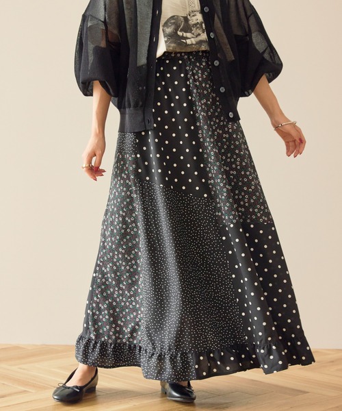 フランス製 総シルク2wayポンチョ/スカート フリルアシンメトリー