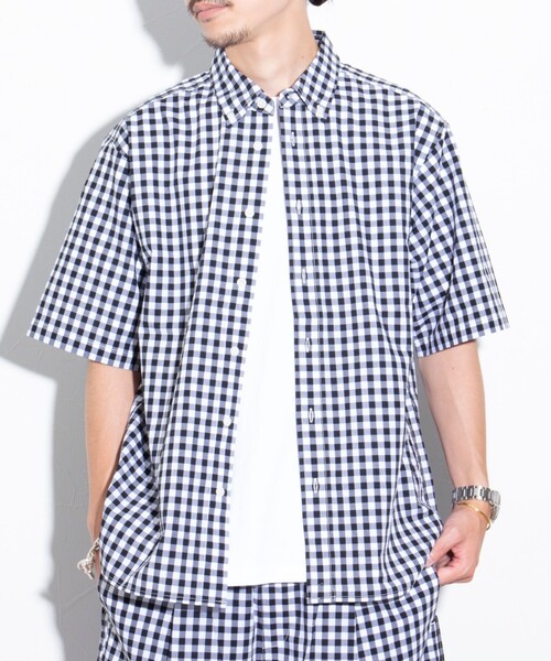 GLOSTER(グロスター)の「【GLOSTER/グロスター】POPギンガムチェック ボタンダウンシャツ(シャツ/ブラウス・メンズ・ブラック/グリーン/ネイビー・S/M/L)」の1枚目の写真