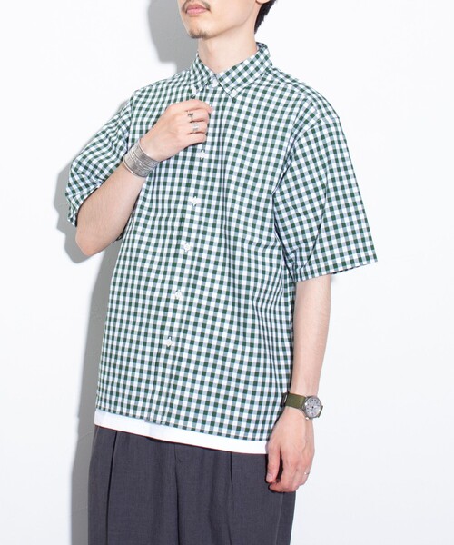 GLOSTER(グロスター)の「【GLOSTER/グロスター】POPギンガムチェック ボタンダウンシャツ(シャツ/ブラウス・メンズ・ブラック/グリーン/ネイビー・S/M/L)」の12枚目の写真