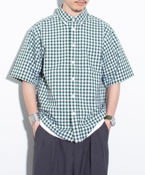 GLOSTER(グロスター)の「【GLOSTER/グロスター】POPギンガムチェック ボタンダウンシャツ(シャツ/ブラウス・メンズ・ブラック/グリーン/ネイビー・S/M/L)」の2枚目の写真
