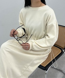 裏起毛/アンチピリング ドロストスウェットライクワンピース