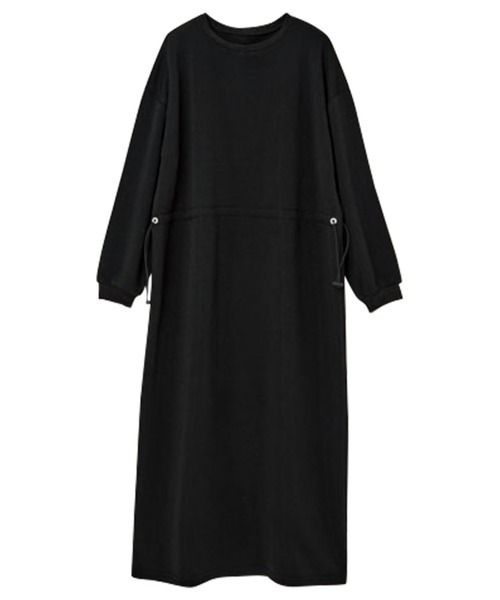 RANAN（ラナン）の「裏起毛/アンチピリング　ドロストスウェットライクワンピース（ワンピース・レディース・アイボリー/ブラック/ライム/アイボリー系1/ブルー系1/グレー系1/ブラック系1・L/LL/M）」の9枚目の写真