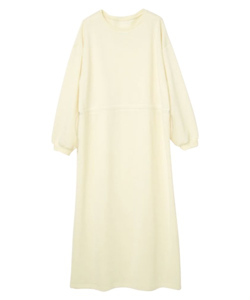 RANAN（ラナン）の「裏起毛/アンチピリング　ドロストスウェットライクワンピース（ワンピース・レディース・アイボリー/ブラック/ライム/アイボリー系1/ブルー系1/グレー系1/ブラック系1・L/LL/M）」の8枚目の写真