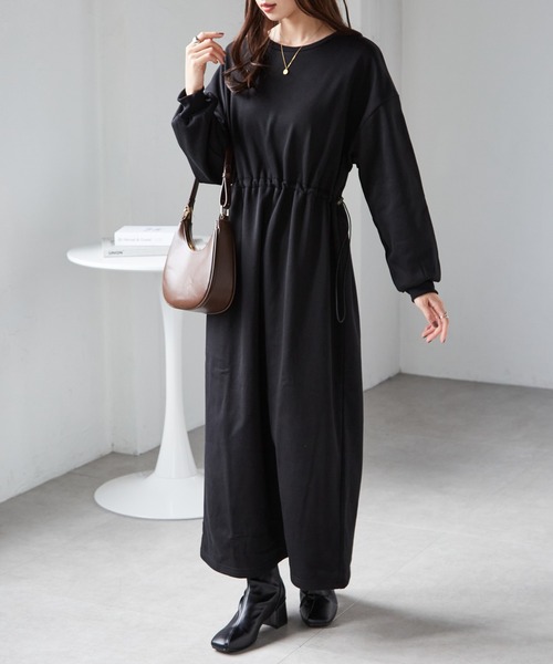 RANAN（ラナン）の「裏起毛/アンチピリング　ドロストスウェットライクワンピース（ワンピース・レディース・アイボリー/ブラック/ライム/アイボリー系1/ブルー系1/グレー系1/ブラック系1・L/LL/M）」の20枚目の写真