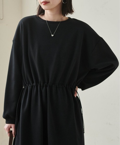 RANAN（ラナン）の「裏起毛/アンチピリング　ドロストスウェットライクワンピース（ワンピース・レディース・アイボリー/ブラック/ライム/アイボリー系1/ブルー系1/グレー系1/ブラック系1・L/LL/M）」の14枚目の写真