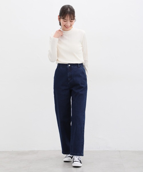Honeys(ハニーズ)の「ランダムリブハイネックTシャツ(Tシャツ/カットソー・レディース・ダークグリーン/コーラルピンク/ネイビー/オフホワイト/ボルドー/ベージュ/ブラック・LL/S/M/L)」の8枚目の写真