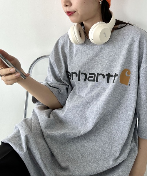 Carhartt（カーハート）の「Carhartt(カーハート)/USA規格 ルーズフィット ヘビーウェイト 6.7Oz ビッグサイズ オーバーサイズ コットン100% /K195/Loose Fit Heavyweight Short-Sleeve Logo Graphic T-Shirt（Tシャツ/カットソー・レディース・グレー/ブルー/ブラック/チャコールグレー・L/M/S/XL）」の12枚目の写真