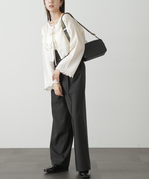 FREE'S MART（フリーズマート）の「◆ウエストベルト折り返しタックワイドパンツ（スラックス・レディース・ブラック/グレー/ベージュ・MEDIUM/SMALL）」の8枚目の写真