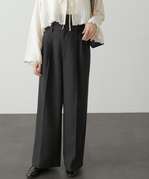 FREE'S MART（フリーズマート）の「◆ウエストベルト折り返しタックワイドパンツ（スラックス・レディース・ブラック/グレー/ベージュ・MEDIUM/SMALL）」の9枚目の写真