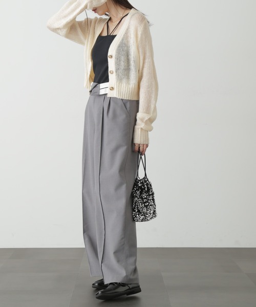 FREE'S MART（フリーズマート）の「◆ウエストベルト折り返しタックワイドパンツ（スラックス・レディース・ブラック/グレー/ベージュ・MEDIUM/SMALL）」の11枚目の写真