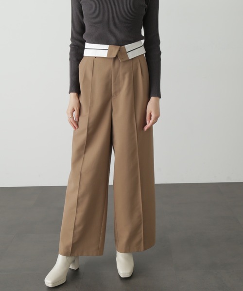 FREE'S MART（フリーズマート）の「◆ウエストベルト折り返しタックワイドパンツ（スラックス・レディース・ブラック/グレー/ベージュ・MEDIUM/SMALL）」の21枚目の写真