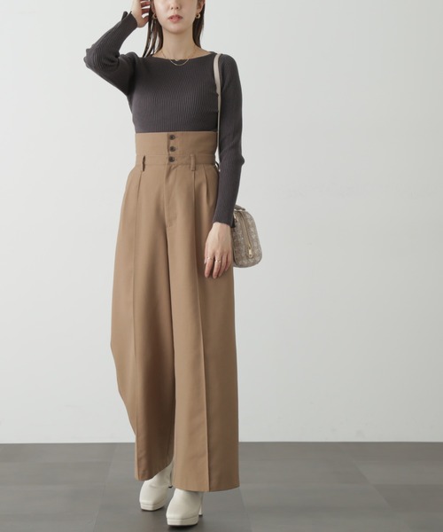 FREE'S MART（フリーズマート）の「◆ウエストベルト折り返しタックワイドパンツ（スラックス・レディース・ブラック/グレー/ベージュ・MEDIUM/SMALL）」の16枚目の写真