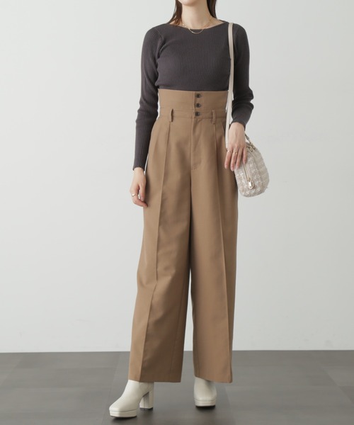 FREE'S MART（フリーズマート）の「◆ウエストベルト折り返しタックワイドパンツ（スラックス・レディース・ブラック/グレー/ベージュ・MEDIUM/SMALL）」の17枚目の写真