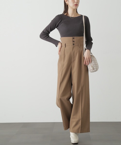 FREE'S MART（フリーズマート）の「◆ウエストベルト折り返しタックワイドパンツ（スラックス・レディース・ブラック/グレー/ベージュ・MEDIUM/SMALL）」の18枚目の写真