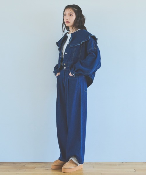 paravion（パラビオン）の「フリルビッグカラーデニムジャケット