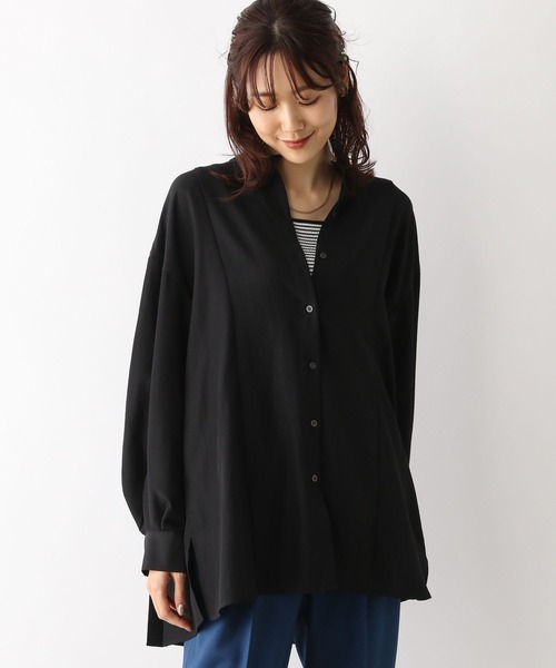 45R黒のプリーツ長袖シャツ セール】お手入れらくらくバックプリーツ長袖/966330（シャツ/ブラウス