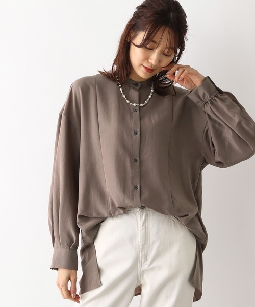 GLOBAL WORK(グローバルワーク)の「お手入れらくらくバックプリーツ長袖/966330(シャツ/ブラウス・レディース・ブラック/グレイッシュベージュ/モカ/グリーン系その他4・LARGE/MEDIUM)」の18枚目の写真