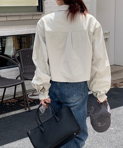 gossip！ロサンゼルス（ゴシップロサンゼルス）の「YUGA　ショート　ジャケットシャツ（シャツ/ブラウス・レディース・モカ/ライトイエロー/グレー・FREE）」の12枚目の写真