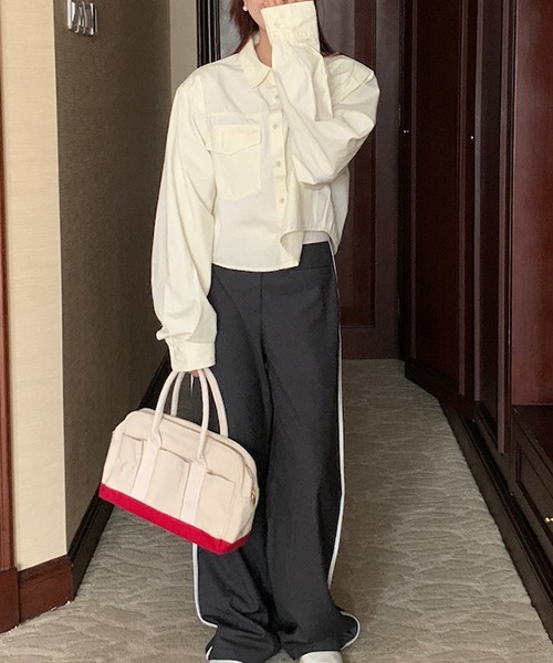 gossip！ロサンゼルス（ゴシップロサンゼルス）の「YUGA　ショート　ジャケットシャツ（シャツ/ブラウス・レディース・モカ/ライトイエロー/グレー・FREE）」の22枚目の写真