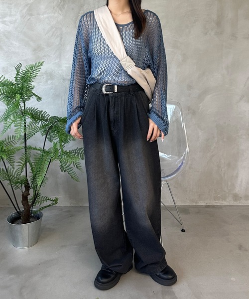 kutir(クティール)の「透かし編みメッシュニット(ニット/セーター・レディース・アイボリー/レッド/グリーン/ブルー・FREE)」の7枚目の写真