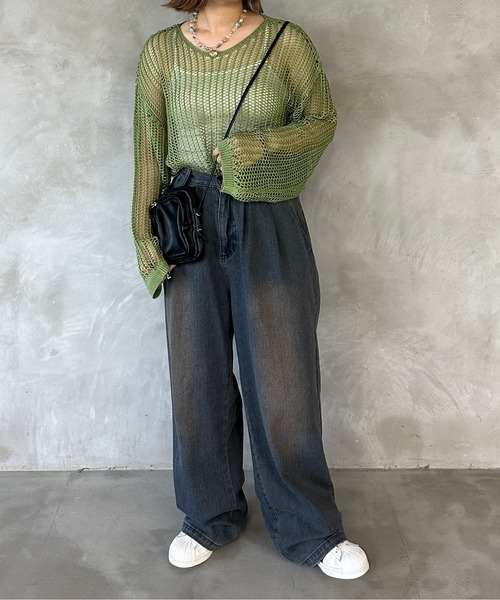 kutir(クティール)の「透かし編みメッシュニット(ニット/セーター・レディース・アイボリー/レッド/グリーン/ブルー・FREE)」の13枚目の写真