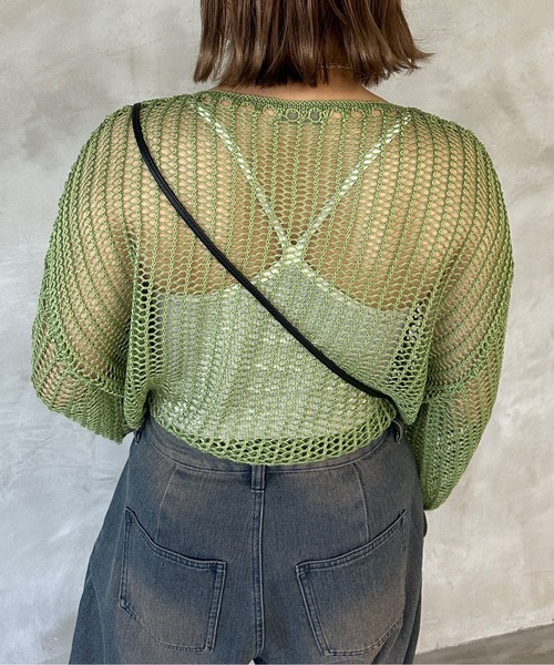 kutir(クティール)の「透かし編みメッシュニット(ニット/セーター・レディース・アイボリー/レッド/グリーン/ブルー・FREE)」の12枚目の写真