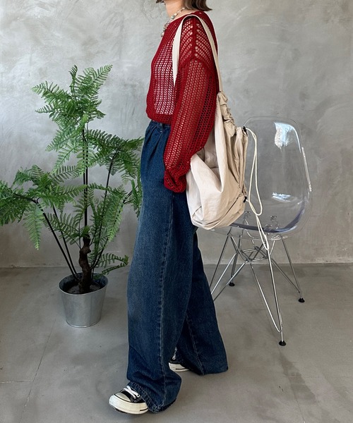 kutir(クティール)の「透かし編みメッシュニット(ニット/セーター・レディース・アイボリー/レッド/グリーン/ブルー・FREE)」の20枚目の写真