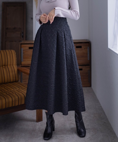 clear（クリア）の「×ブークレフレアスカート[低身長用サイズ有]（スカート・レディース・マスタード/ブラック/グリーン・S/M/XS）」の2枚目の写真