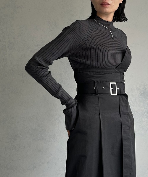 &g'aime（アンジェム）の「【&g'aime】ラグランスリーブリブニットトップス（ニット/セーター・レディース・チャコールグレー/グレイッシュベージュ/グリーン/パープル・FREE）」の14枚目の写真