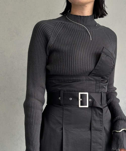 &g'aime（アンジェム）の「【&g'aime】ラグランスリーブリブニットトップス（ニット/セーター・レディース・チャコールグレー/グレイッシュベージュ/グリーン/パープル・FREE）」の13枚目の写真