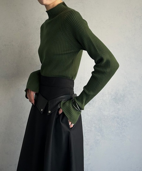 &g'aime（アンジェム）の「【&g'aime】ラグランスリーブリブニットトップス（ニット/セーター・レディース・チャコールグレー/グレイッシュベージュ/グリーン/パープル・FREE）」の22枚目の写真