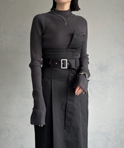 &g'aime（アンジェム）の「【&g'aime】ラグランスリーブリブニットトップス（ニット/セーター・レディース・チャコールグレー/グレイッシュベージュ/グリーン/パープル・FREE）」の12枚目の写真