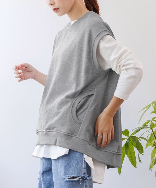 mili an deni(ミリアンデニ)の「裏毛ポケット付ベスト(ベスト・レディース・ネイビー/杢グレー/オートミール/チャコールグレー・M)」の12枚目の写真