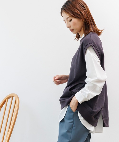 mili an deni(ミリアンデニ)の「裏毛ポケット付ベスト(ベスト・レディース・ネイビー/杢グレー/オートミール/チャコールグレー・M)」の13枚目の写真