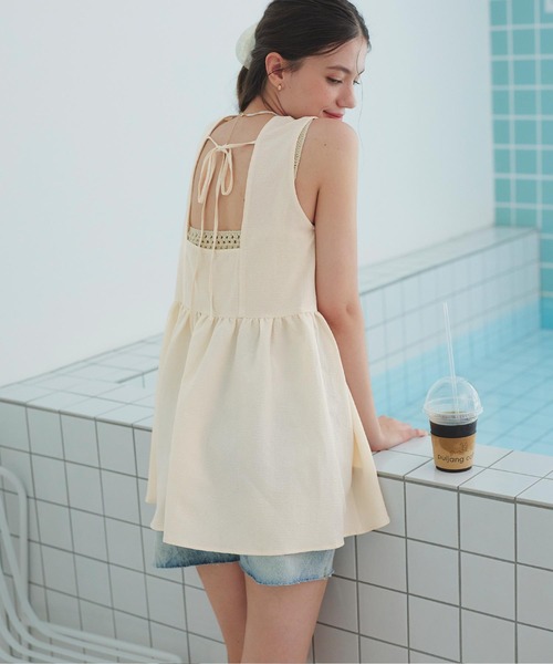 ノースリーブティアードチュニック/ラッシュガード（ラッシュガード