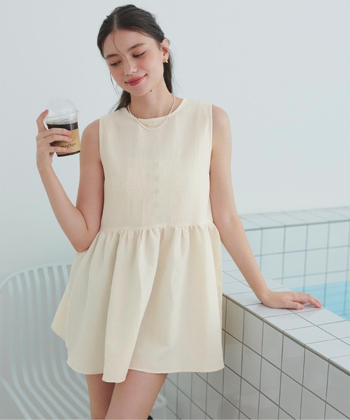 ノースリーブティアードチュニック/ラッシュガード（ラッシュガード