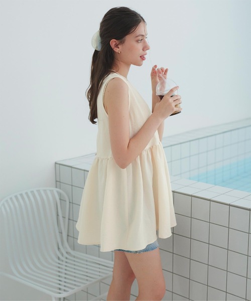 ノースリーブティアードチュニック/ラッシュガード（ラッシュ