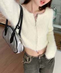 GLAMOROUS JANE | シャギーZIPショート丈ニット(ニット/セーター)