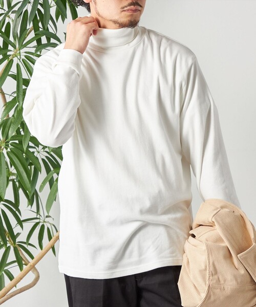 SHIPS any（シップス エニィ）の「SHIPS any: モイスチャーコットン タートルネック ロングスリーブ Tシャツ (ロンT)（Tシャツ/カットソー・メンズ・オリーブ/ライトグレー/ブラック/ホワイト・SMALL/X-LARGE/LARGE/MEDIUM）」の2枚目の写真