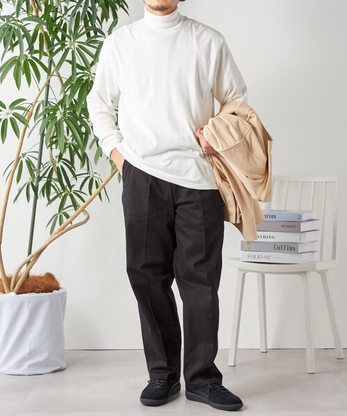 SHIPS any（シップス エニィ）の「SHIPS any: モイスチャーコットン タートルネック ロングスリーブ Tシャツ (ロンT)（Tシャツ/カットソー・メンズ・オリーブ/ライトグレー/ブラック/ホワイト・SMALL/X-LARGE/LARGE/MEDIUM）」の5枚目の写真