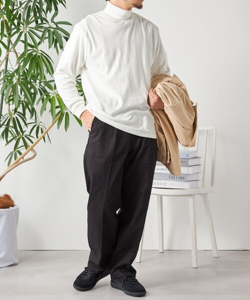 SHIPS any（シップス エニィ）の「SHIPS any: モイスチャーコットン タートルネック ロングスリーブ Tシャツ (ロンT)（Tシャツ/カットソー・メンズ・オリーブ/ライトグレー/ブラック/ホワイト・SMALL/X-LARGE/LARGE/MEDIUM）」の13枚目の写真