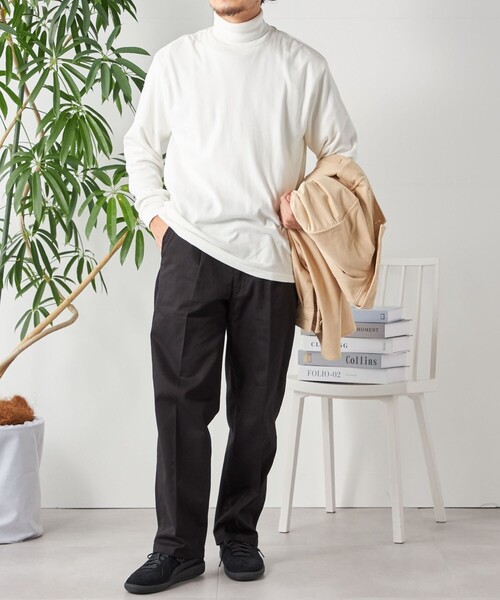 SHIPS any（シップス エニィ）の「SHIPS any: モイスチャーコットン タートルネック ロングスリーブ Tシャツ (ロンT)（Tシャツ/カットソー・メンズ・オリーブ/ライトグレー/ブラック/ホワイト・SMALL/X-LARGE/LARGE/MEDIUM）」の12枚目の写真