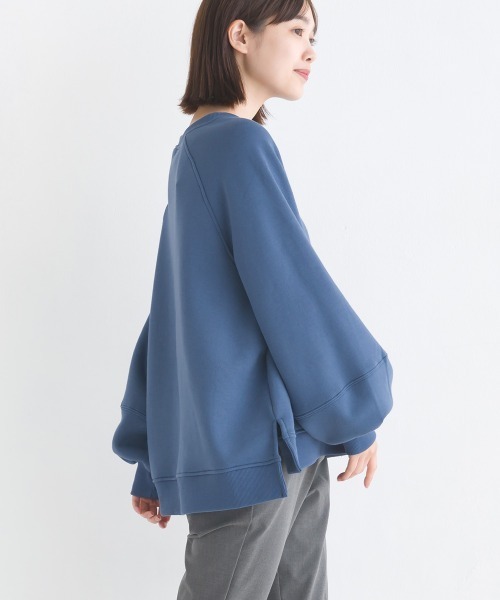 OMNES（オムネス）の「裏起毛ボリューム袖プルオーバー長袖（Tシャツ/カットソー・レディース・アイボリー/ブルーグレー/カーキ/チャコールグレー・FREE）」の3枚目の写真