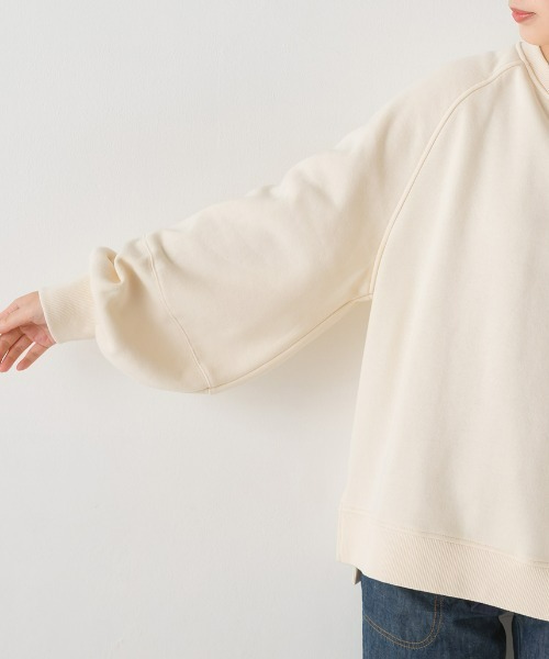 OMNES（オムネス）の「裏起毛ボリューム袖プルオーバー長袖（Tシャツ/カットソー・レディース・アイボリー/ブルーグレー/カーキ/チャコールグレー・FREE）」の6枚目の写真