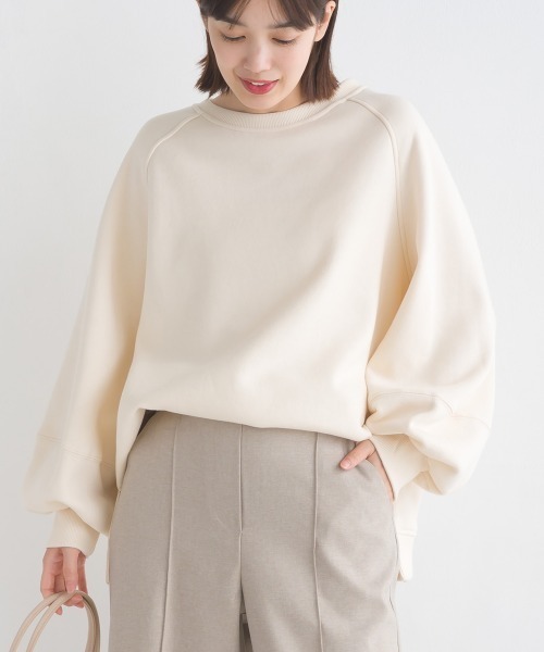 OMNES（オムネス）の「裏起毛ボリューム袖プルオーバー長袖（Tシャツ/カットソー・レディース・アイボリー/ブルーグレー/カーキ/チャコールグレー・FREE）」の11枚目の写真